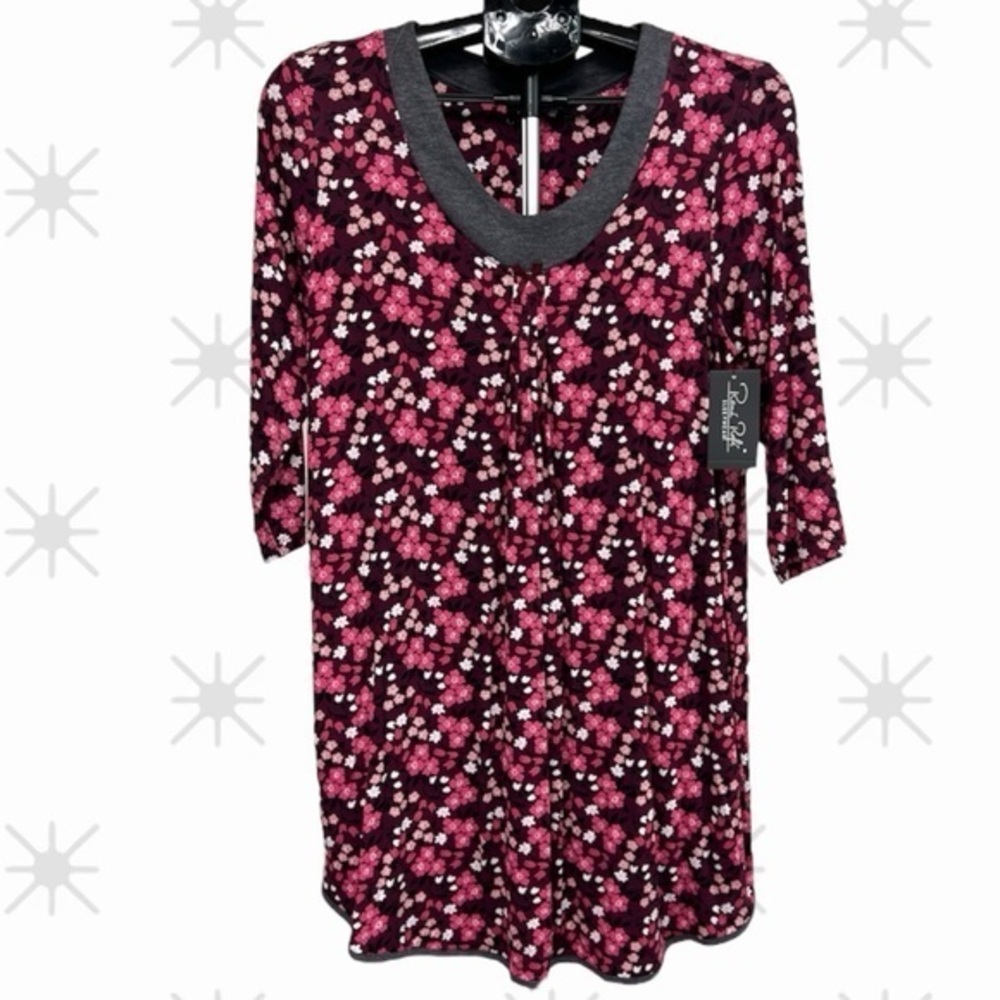 Rene Rofe - 4/$98 - ‘Burgundy Pink Garden’ sleepshirt. SZ: Medium NWT Firm!